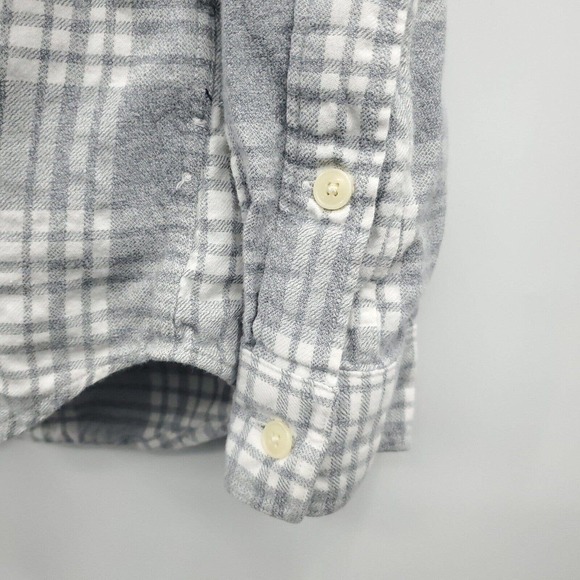 J Crew 100% Cotton Flannel Plaid Gray Button Down Shirt Large - Picture 5 of 12